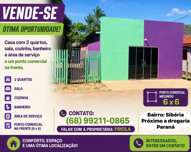 Casa com ponto comercial Valor 150,000