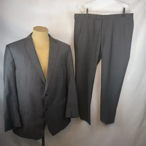Terno grife Zegna original 100% lã fria, Cinza escuro GG
