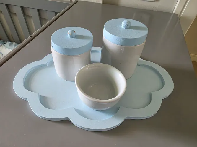 Kit Porcelana Bebê Menino Azul