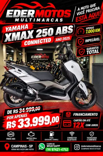 YAMAHA X,MAX 250 CONNECTED ABS 2025 CINZA IMPECAVEL COM APENAS 5.000KM e GARANTIA TOTAL