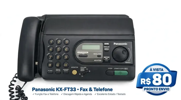 Fax Telefone Panasonic KX-FT33 - Funciona - Copiadora - Escritório