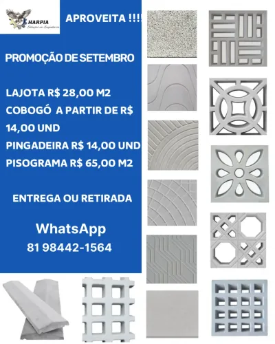 Promoção de Setembro artefatos de concreto vibrado 