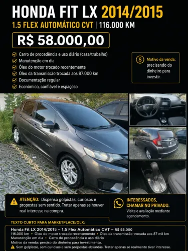 Honda Fit LX 1.5 Flexone 16V 5P Aut. 2015