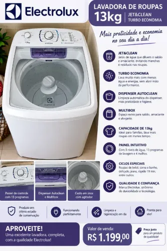 Lavadora Electrolux 13 Kg semi-nova