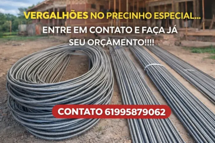 Ideal para reforçar estruturas de concreto armado = vergalhão 12 metros 5/16 a vista R$30