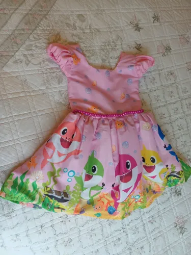Vestido Baby Shark Rosa - Tam 2 anos