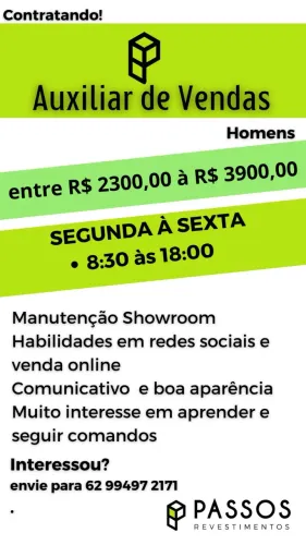 Auxiliar de Vendas ( homens )