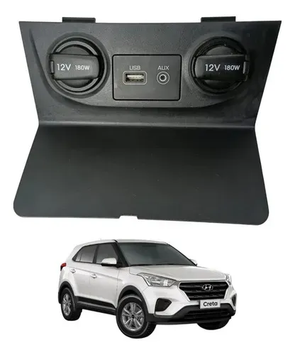 Tomada 12v Entrada Usb Hyundai Creta 2018 2019 2020 Preto