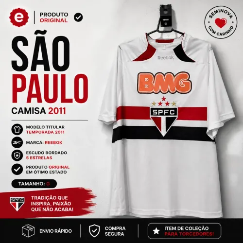 Camiseta São Paulo - 2011 / BMG e Rebook