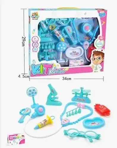 kit medico infantil brinquedo educativo resistente kids tk-1350