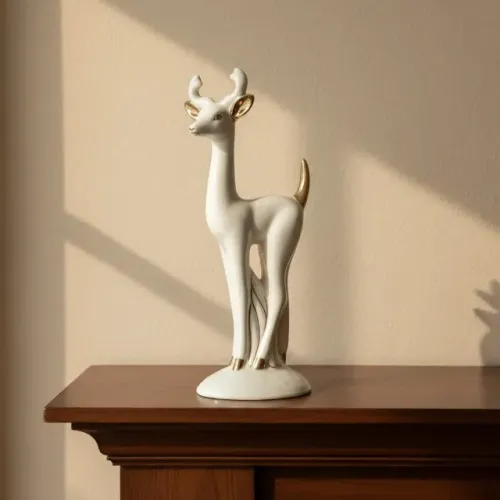 Cervo Escultura Em Porcelana Tupy Antigo Anos 60 Intacto # (Usado)