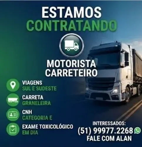 Vaga de Motorista Carreteiro Categoria E