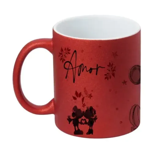 Caneca Glitter Namorados Vermelha Personalizada