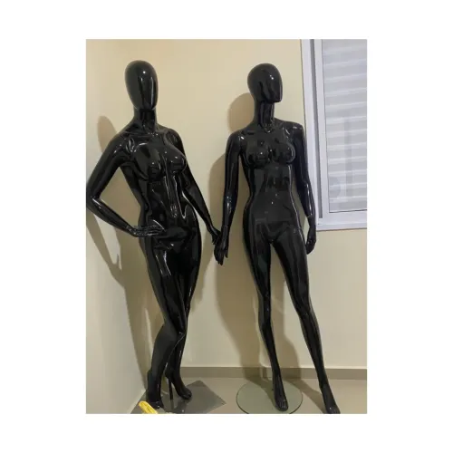 Kit 3 Manequins (2 Corpos Inteiros Pretos + 1 Busto Branco)