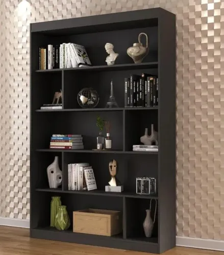 Estante Livreiro Multiuso Preta / Organizador de Livros e Decoração