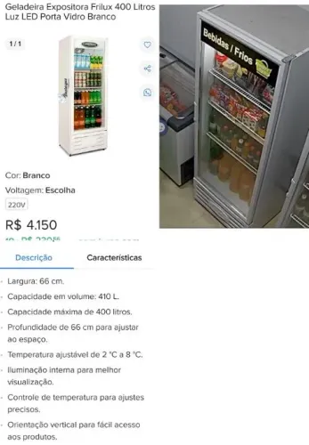 Expositor frilux 400 litros 
