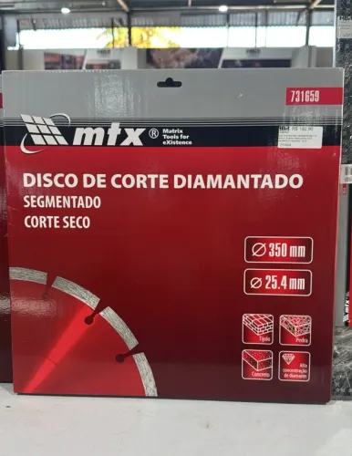 DISCO DIAMANTADO SEGMENTADO 14" 350MM X 25,4MM PARA ASFALTO E CONCRETO STANDARD - MTX