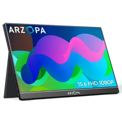 Monitor Portátil ARZOPA 15,6'' FHD 1080P - Monitor Ultra Fino para Laptop com Suporte