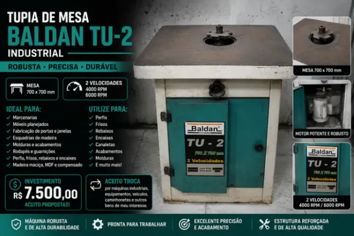 TUPIA DE MESA BALDAN TU-2 INDUSTRIAL - ROBUSTA - 2 VELOCIDADES - ACEITO TROCA