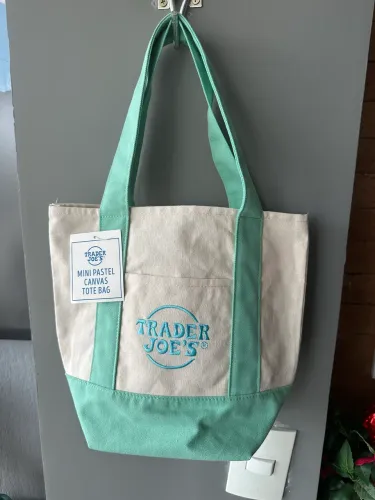 bolsa trader joe's mini pastel canvas tote bag