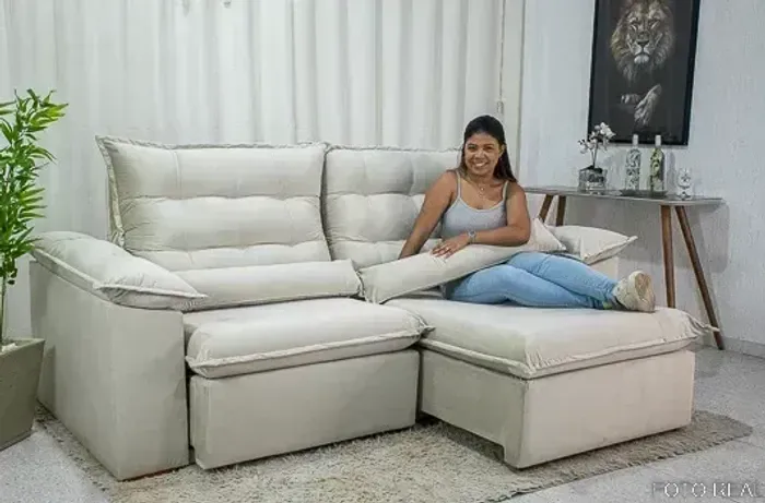 Sofá Retrátil e Reclinável Emanuelly  2,00 m  Produto Novo - Pronta Entrega