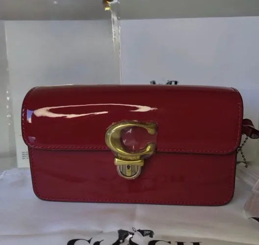 bolsa coach couro envernizado bordô