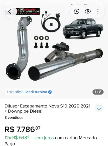 Dow pipe e difusor eletrônico s10 2.8 diesel 2020