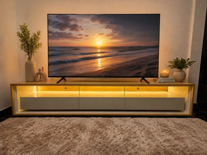 RACK 2,20 METROS COM LED E 3 GAVETAS