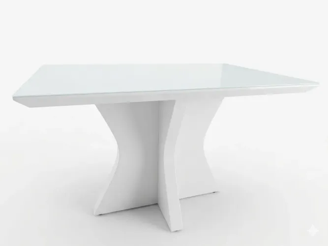Mesa branca tampo de vidro