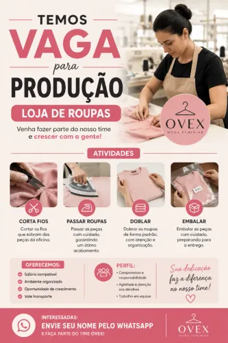 Auxiliar de Produção para Confecção