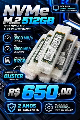 SSD NVME 512GB - 2 anos de garantia