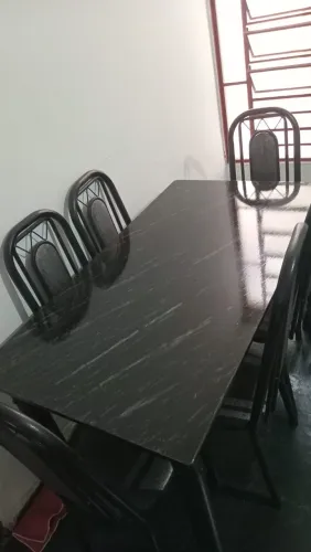 Mesa 6 Cadeiras Granito Preto Excelente Estado
