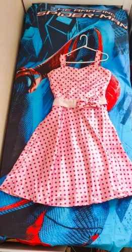 Vestido de bolinhas festa anos 60 poá rosa 44