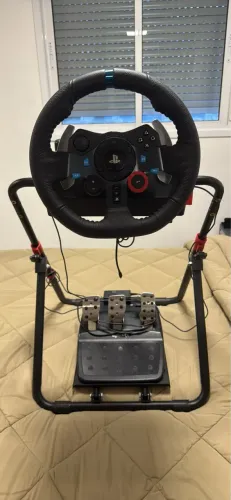 Volante logitech G29 driving Force + estrutura para apoio de volante e pedais