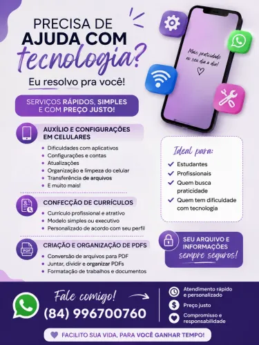Assistência Tecnológica e pequenos reparos para celular