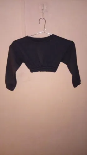 Blusa Moletom Infantil Cropped Preto - Tamanho 4