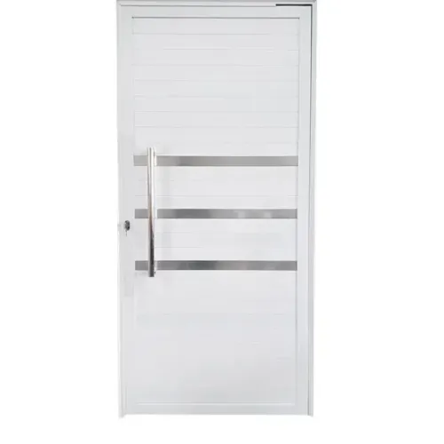 Porta Pivotante de Alumínio 210 X 120cm com Puxador e Friso Veneza Branco (NOVA)