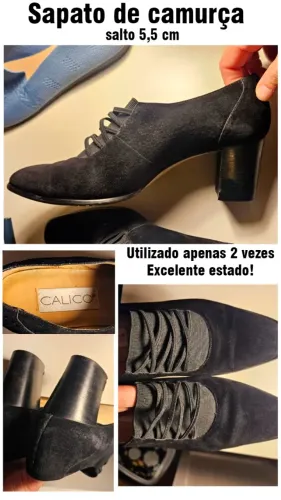 Sapato preto de Camurça - tamanho 36 - 5,5 cm de salto