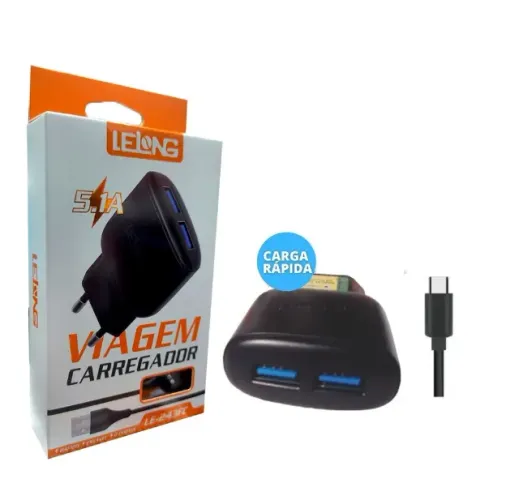 Carregador Rápido 5.1A Type-C Lelong