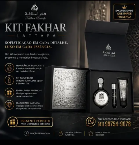 KIT Perfume Fakhar Black Lattafa 100% Original 