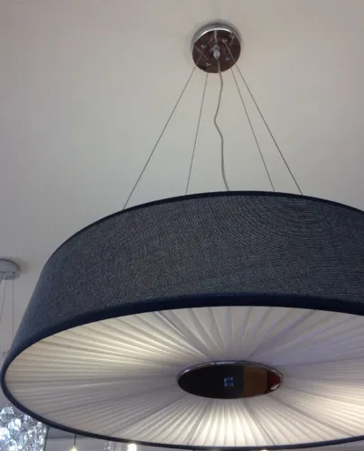 Lustre pendente em tecido 40cm para 3 lâmpadas led E-27