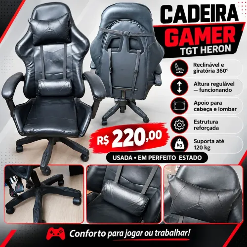 CADEIRA GAMER TGT HERON PRETA