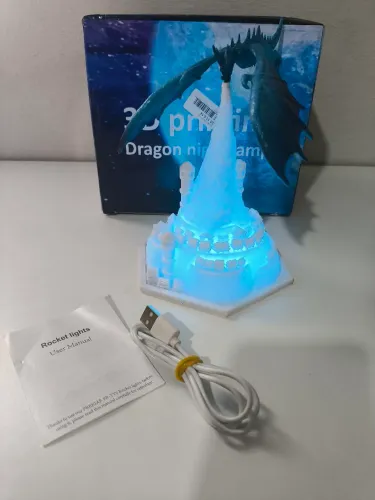Luminária 3D Dragão de Fogo e Gelo LED Recarregável