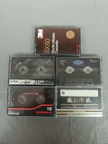 Fita cassete lote 5 unidades virgens maxell tdk sony 3m