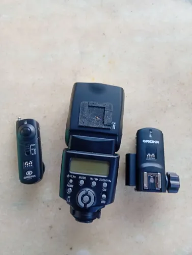 Conjunto Flash Canon,controle e rádio Greika