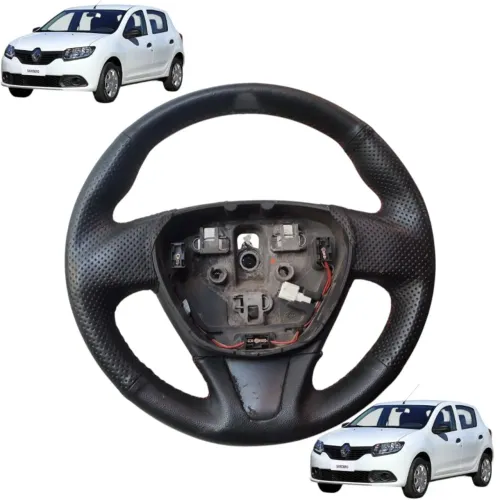 Volante Direção Sandero Logan 1.6 8v 2015 A 2019 Original Preto