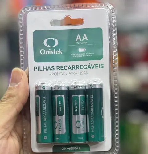 Pilhas Recarregáveis AA 4 Unidades - Entrega Grátis 