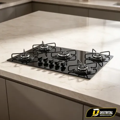Fogão Cooktop Vidro 5 Queimadores Novo