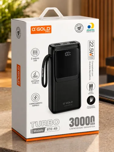 Power Bank 30000mAh Turbo A'Gold Original Novo Na Caixa Lacrado