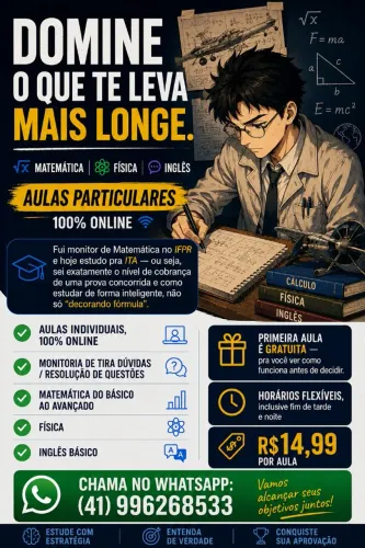 AULAS PARTICULARES DE MATEMÁTICA, FISICA E INGLÊS